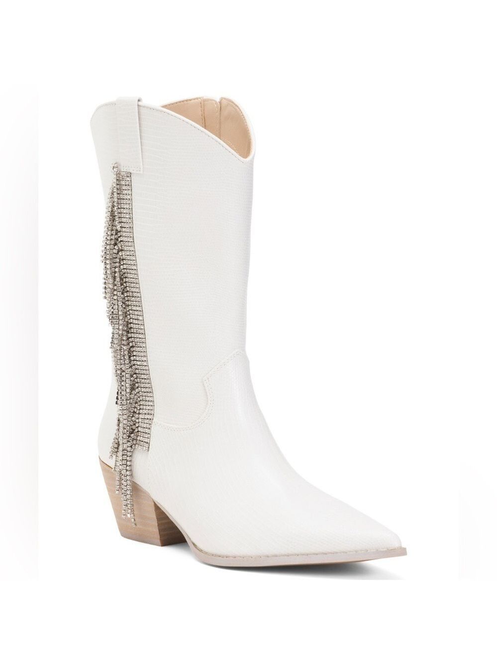 Miracle Miles White Giselle Cowboy Boots Large Rhinestone Fringe